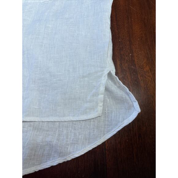 Nicole Miller White Linen Blouse Sz M Coastal Button Up Long Sleeve Quiet Luxury - Picture 5 of 8